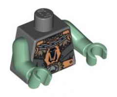 Torso Castle Fantasy Era Armor with Chain Necklace and Large Belt Pattern / Sand Green Arms / Sand Green Hands