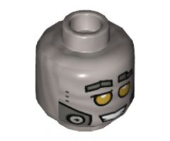 Minifigure, Head Robot Gold Eyes, Pearl Dark Gray Dots and Cheek Panels Pattern