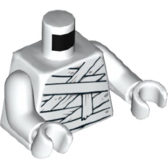 Torso Mummy Wrapping Bandages with Light Bluish Gray Splotches Pattern / White Arms / White Hands