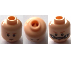 Minifigure, Head Dual Sided Dark Orange Eyebrows, Chin Dimple Determined / Breathing Apparatus Pattern (SW Obi-Wan) - Blocked Open Stud