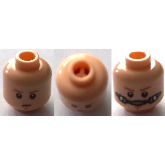 Minifigure, Head Dual Sided Dark Orange Eyebrows, Chin Dimple Determined / Breathing Apparatus Pattern (SW Obi-Wan) - Blocked Open Stud