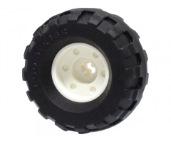 Wheel & Tire Assembly 18mm D. x 14mm with Axle Hole, Fake Bolts and Shallow Spokes with Black Tire 37 x 18R (55982 / 56891)