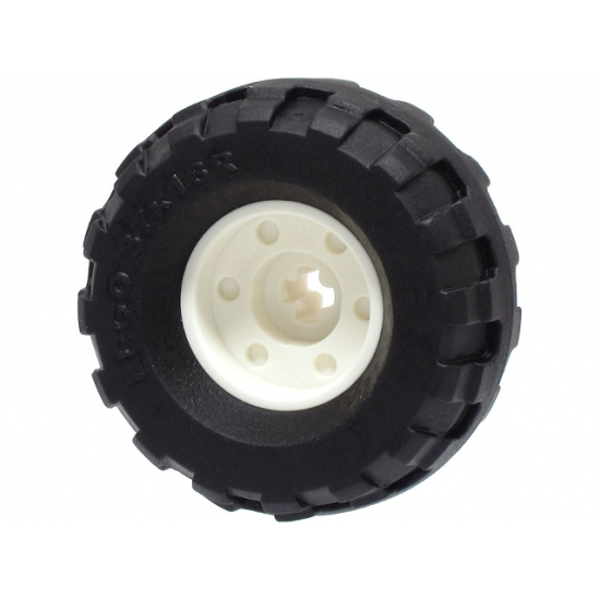 Wheel & Tire Assembly 18mm D. x 14mm with Axle Hole, Fake Bolts and Shallow Spokes with Black Tire 37 x 18R (55982 / 56891)