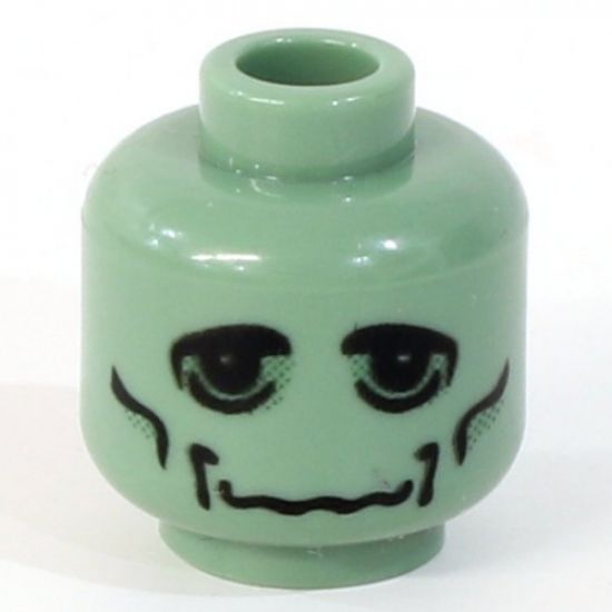 Minifigure, Head Alien with Frankenstein Monster Pattern - Blocked Open Stud