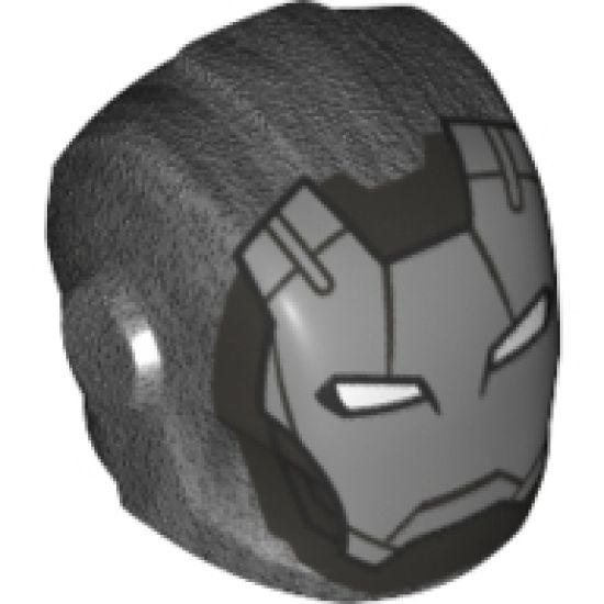 Minifigure, Headgear Helmet Armor Plates and Ear Protectors with Silver Faceplate and White Eyes Pattern