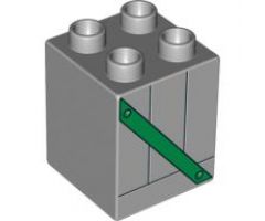 Duplo, Brick 2 x 2 x 2 with Green Girder Pattern