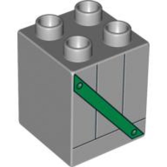 Duplo, Brick 2 x 2 x 2 with Green Girder Pattern