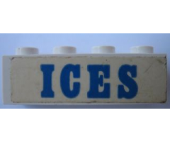 Brick 1 x 4 with Blue 'ICES' Pattern (Sticker) - Set 1589-1