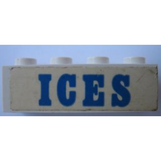 Brick 1 x 4 with Blue 'ICES' Pattern (Sticker) - Set 1589-1