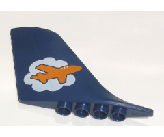 Duplo, Aircraft Airplane Large Tail 1 x 9 x 5 with Orange Airplane on White Cloud Pattern
