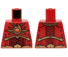 Torso Dark Red and Gold Armor and Necklace with Orange Round Jewel (Fire Chi) Pattern