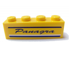 Brick 1 x 4 with Dark Blue 'Panagra' Script and Lines Pattern on Both Sides (Stickers) - Set 7628