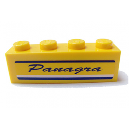 Brick 1 x 4 with Dark Blue 'Panagra' Script and Lines Pattern on Both Sides (Stickers) - Set 7628