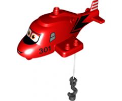 Duplo, Aircraft Helicopter Body Disney's Planes Closed with Attached Rope and Hook and Blade Ranger Pattern