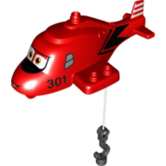 Duplo, Aircraft Helicopter Body Disney's Planes Closed with Attached Rope and Hook and Blade Ranger Pattern