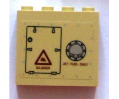 Panel 1 x 4 x 3 - Hollow Studs with 'JET FUEL ONLY' and 'DANGER' Pattern, Right Side (Sticker) - Sets 7298 / 7477
