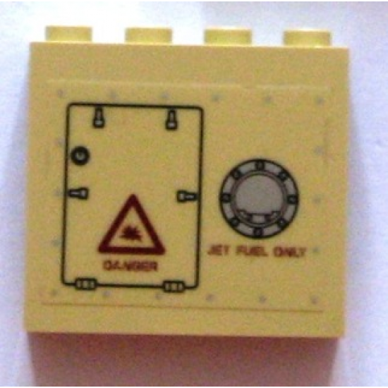 Panel 1 x 4 x 3 - Hollow Studs with 'JET FUEL ONLY' and 'DANGER' Pattern, Right Side (Sticker) - Sets 7298 / 7477