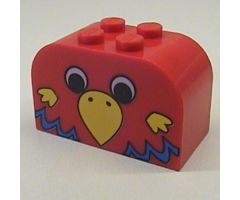Slope, Curved 4 x 2 x 2 Double with Four Studs with Parrot Head Pattern