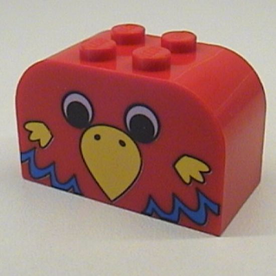 Slope, Curved 4 x 2 x 2 Double with Four Studs with Parrot Head Pattern