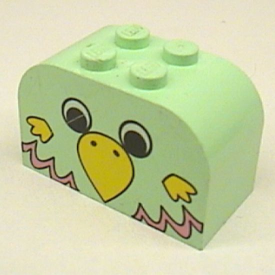 Slope, Curved 4 x 2 x 2 Double with Four Studs with Parrot Head Pattern