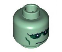 Minifigure, Head Alien with Frankenstein Monster, White Pupils and Wrinkles Pattern - Blocked Open Stud