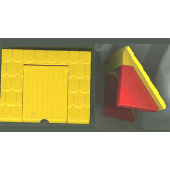 Duplo, Building Roof Sloped 60 - 8 x 4 x 4 Yellow Shingled with Loft Opening and Door