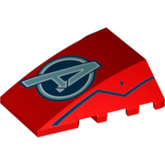 Wedge 4 x 4 No Studs with Avengers Logo and Jagged Lines on Sides Pattern