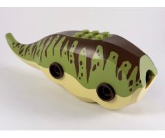 Animal, Body Part Dinosaur Middle Triceratops with Olive Green Top with Dark Brown Stripes and Spots Pattern