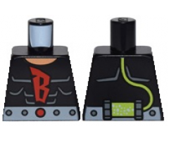 Torso Batman Shirt with Muscles Outline and Red 'B', Silver Belt and Lime Hose on Reverse Pattern