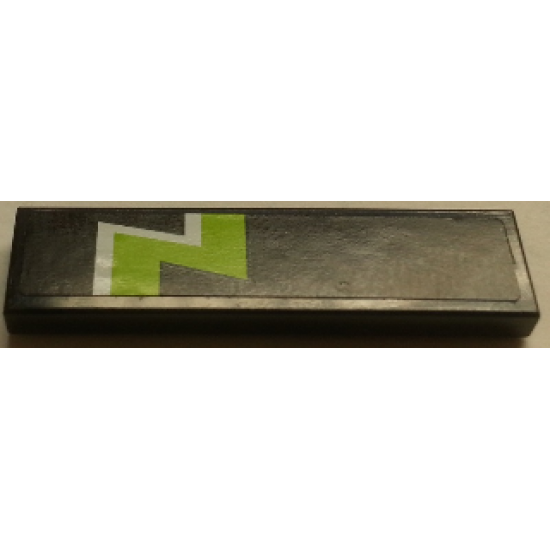 Tile 1 x 4 with Lime and White Zigzag Stripe on Black Background Pattern (Sticker) - Set 8154