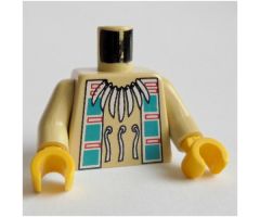 Torso Western Indians Necklace and Dark Turquoise Squares Pattern / Tan Arms / Yellow Hands