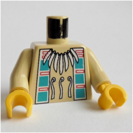 Torso Western Indians Necklace and Dark Turquoise Squares Pattern / Tan Arms / Yellow Hands