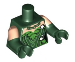 Torso Batman Poison Ivy Plant Foliage White Flowers Pattern / Dark Green Arms with Light Nougat Short Sleeves and Flowers on Left Arm Pattern / Dark Green Hands