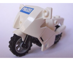 Riding Cycle Motorcycle City with Black Chassis, LBG Wheels and Fairing with 'POLIZEI' on Blue Background Pattern (Sticker) - Sets 7235-2 / 7744