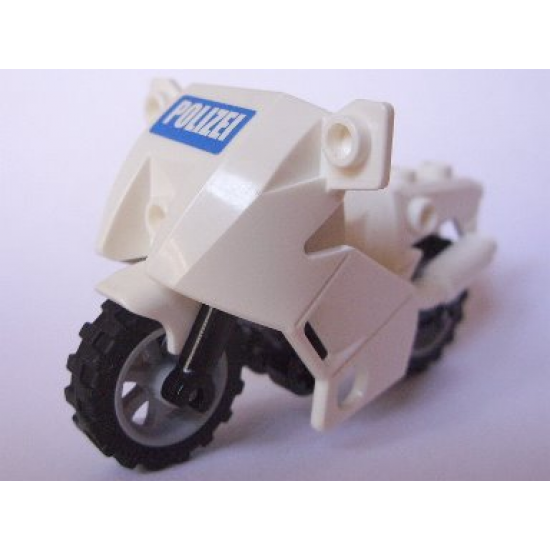 Riding Cycle Motorcycle City with Black Chassis, LBG Wheels and Fairing with 'POLIZEI' on Blue Background Pattern (Sticker) - Sets 7235-2 / 7744
