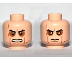 Minifigure, Head Dual Sided Sunken Eyes, Cheek Lines, Teeth / Closed Mouth Pattern (SW Anakin Sith) - Hollow Stud