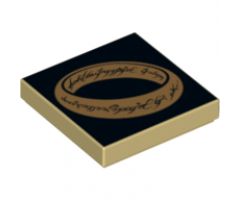 Tile 2 x 2 with LotR Gold Ring on Black Background Pattern
