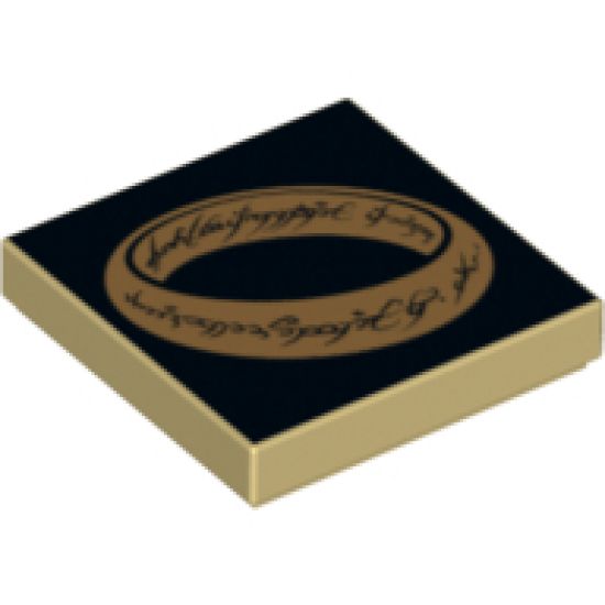 Tile 2 x 2 with LotR Gold Ring on Black Background Pattern