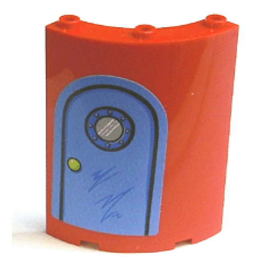 Cylinder Quarter 4 x 4 x 6 with Blue Door Pattern (Sticker) - Set 4982
