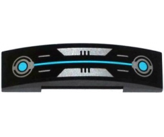 Slope, Curved 4 x 1 Double with Silver and Medium Azure Circuitry Pattern (Sticker) - Set 70173