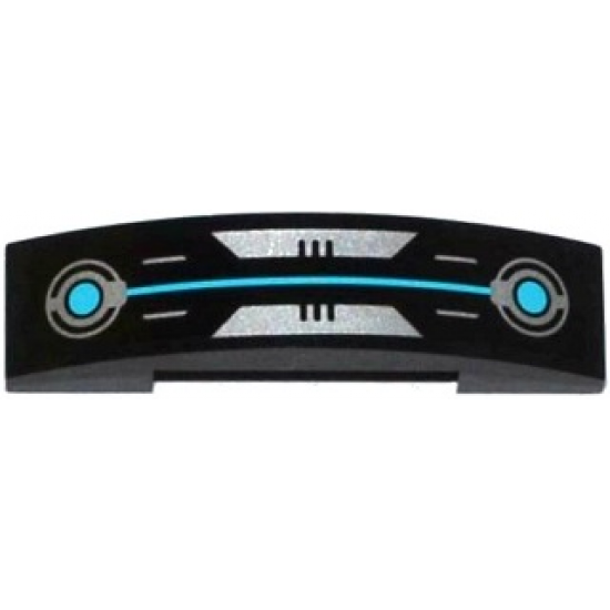 Slope, Curved 4 x 1 Double with Silver and Medium Azure Circuitry Pattern (Sticker) - Set 70173