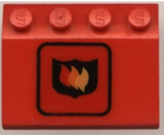 Vehicle, Mudguard 3 x 4 Slope with Fire Logo Badge Large Pattern (Sticker) - Set 6571