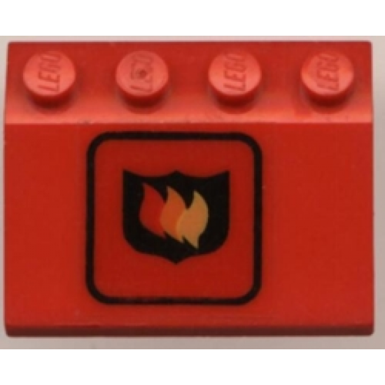 Vehicle, Mudguard 3 x 4 Slope with Fire Logo Badge Large Pattern (Sticker) - Set 6571