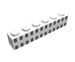 Brick 1 x 6 with Ferry Squares Black in 2 Lines Pattern