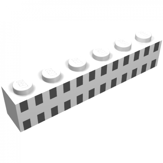 Brick 1 x 6 with Ferry Squares Black in 2 Lines Pattern