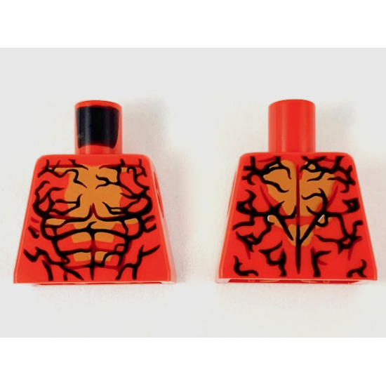 Torso with Medium Nougat Center, Dark Red Muscle Lines, and Jagged Black Lines Everywhere Pattern