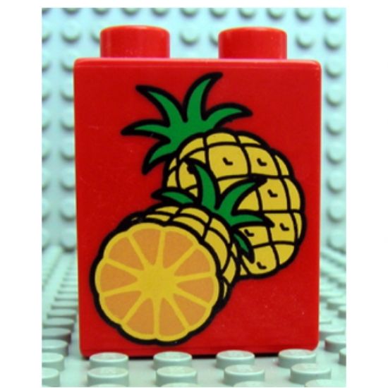 Duplo, Brick 1 x 2 x 2 with Pineapples Pattern