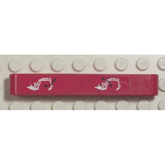 Technic, Liftarm 1 x 7 Thick with Excavator Arm and Double Arrows on Red Background Pattern (Sticker) - Set 8294