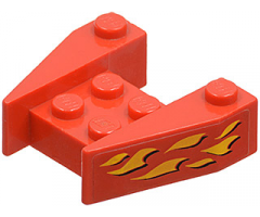 Wedge 3 x 4 without Stud Notches with Flames Pattern on Both Sides (Stickers) - Set 6589