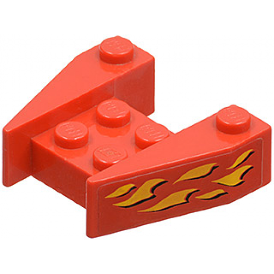 Wedge 3 x 4 without Stud Notches with Flames Pattern on Both Sides (Stickers) - Set 6589